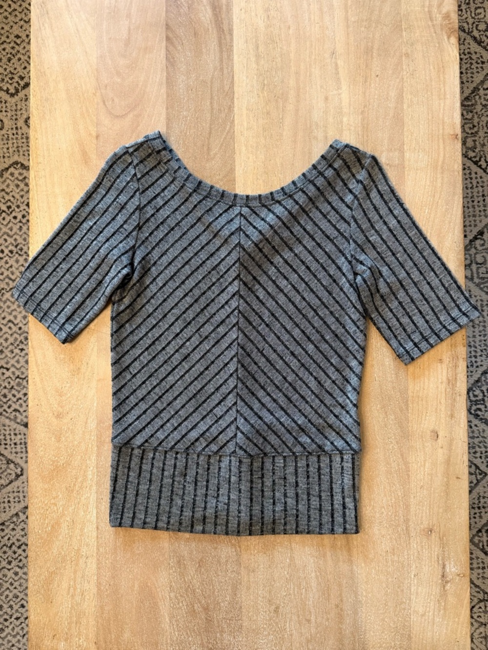 GAP Black and Gray Diagonal-Stripe Scoop Top